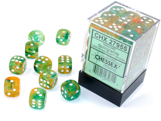 Nebula Spring/white Luminary 12mm d6 Dice Block (36 dice) (CHX27955)