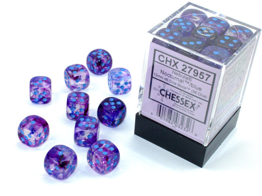 Nebula Nocturnal/blue Luminary 12mm d6 Dice Block (36 dice) (CHX27957)