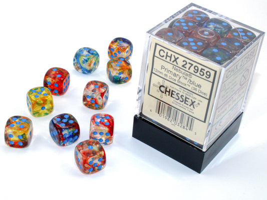 Set di 36 Dadi D6 Chessex Nebula Primary/Blue 12mm (CHX 27959)